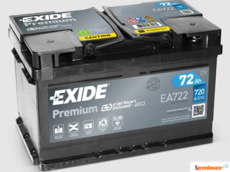 Akumulator  72Ah 720A Exide Premium  EA722 Prawy... - Akumulatory - Chojnice