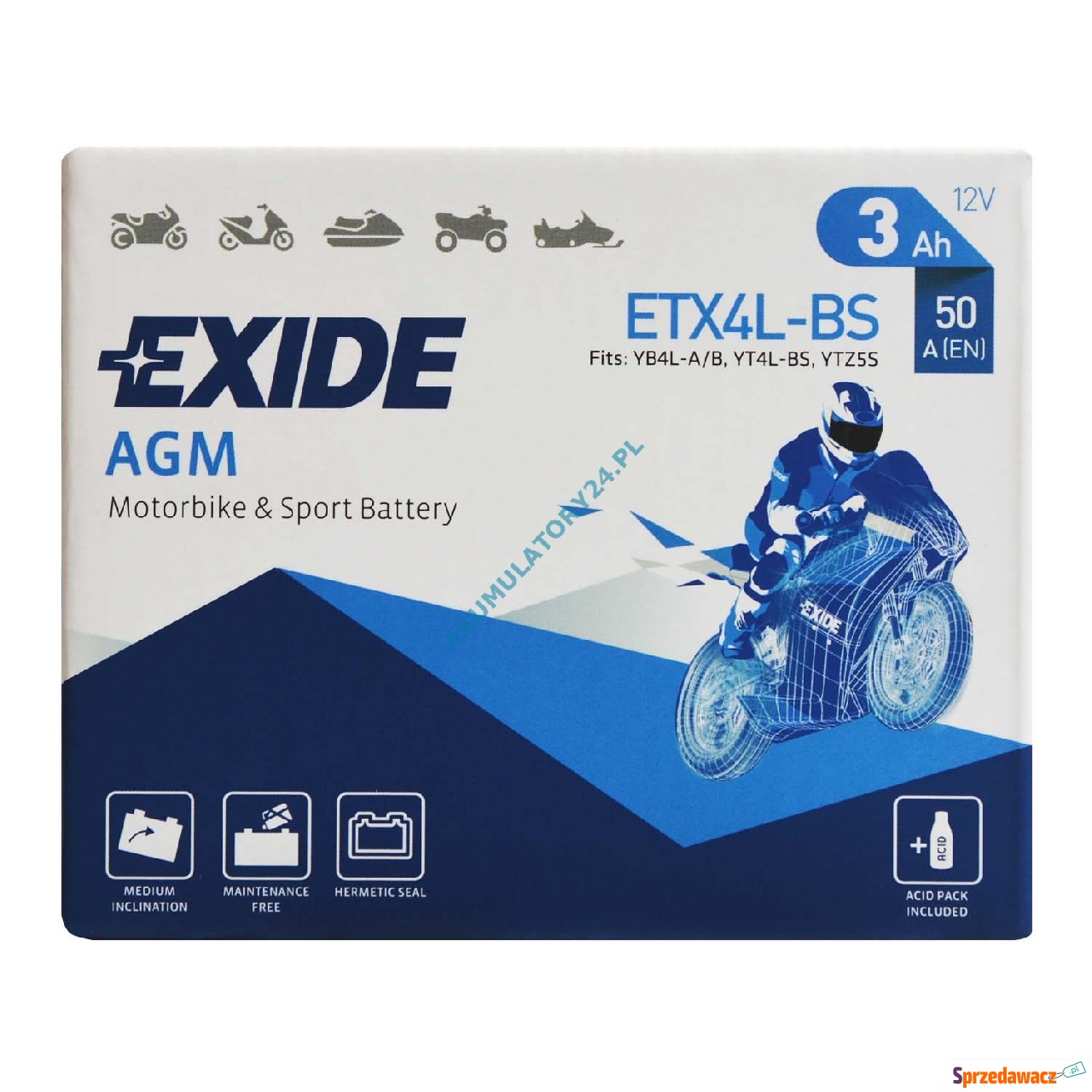 Akumulator 3Ah motocyklowy Exide...