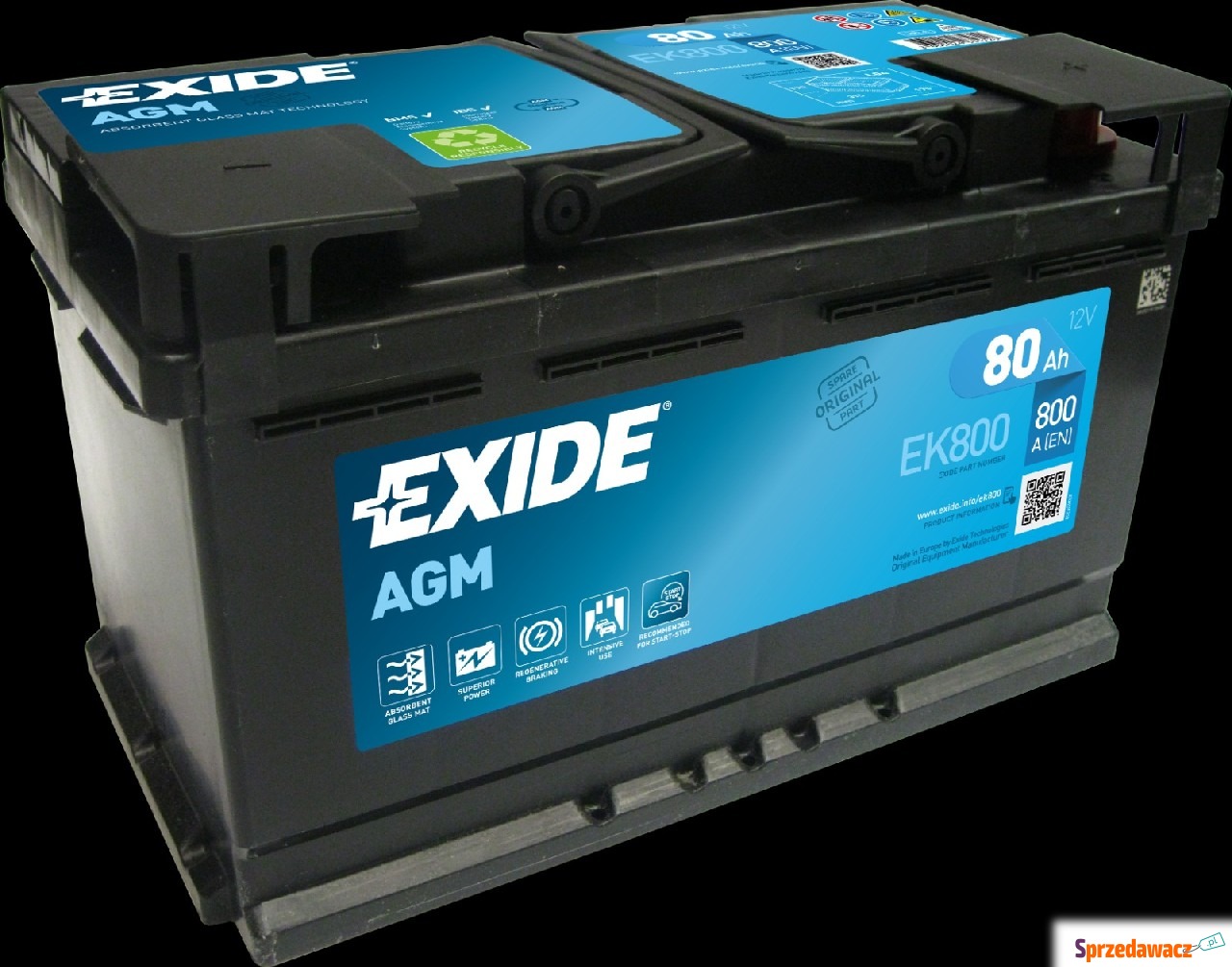 Akumulator 80ah 800a en Exide Agm...