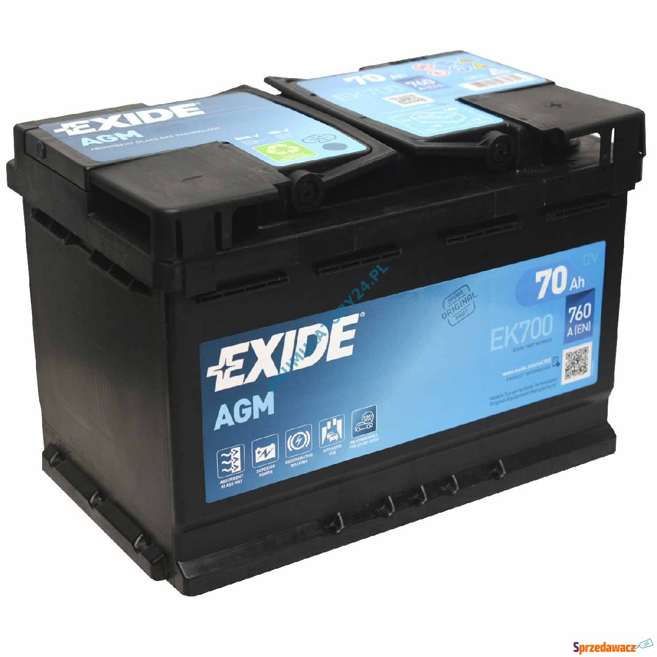 Akumulator 70Ah Exide  agm EK700...