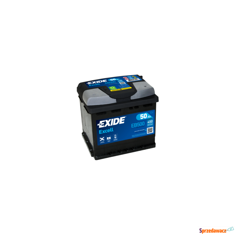 Akumulator 50Ah 450A Exide Excell EB500 EN prawy... - Akumulatory - Sieradz