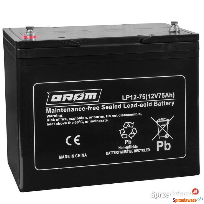 Akumulator 12V 75Ah żelowy GROM...