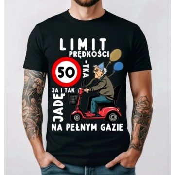 Koszulka męska na 50 urodziny ''Limit prędkości 50''