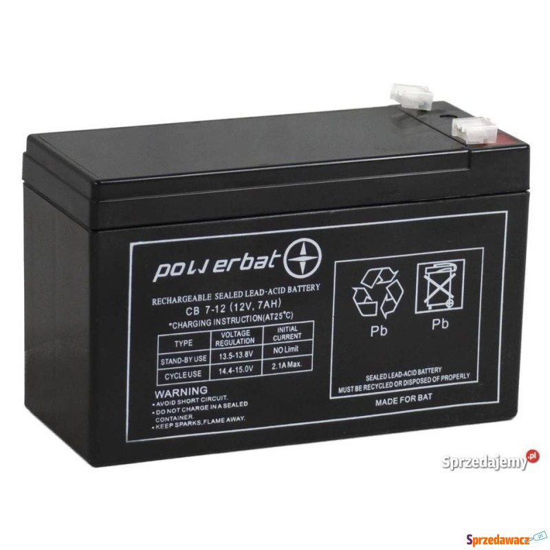 Akumulator 12V 7AH żelowy powerbat CB 7-12 - Akumulatory - Białystok