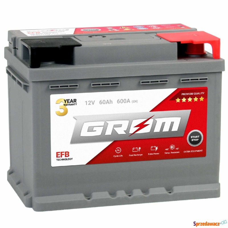 Akumulator Grom  Efb start&stop 60Ah 600A Prawy... - Akumulatory - Rzeszów