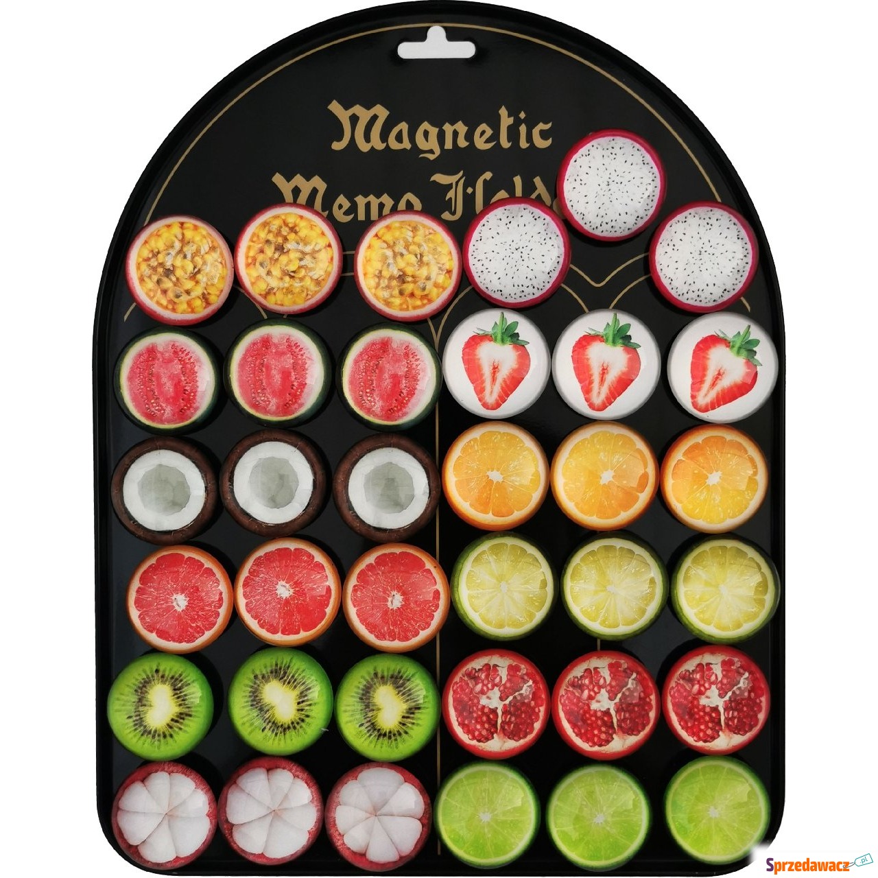 Magnesy Owoce 3,5 cm 36 szt tablica