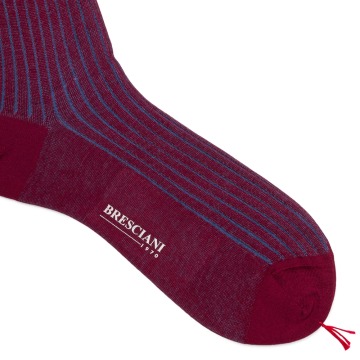 Bresciani Bordowe skarpetki w niebieski prążek M