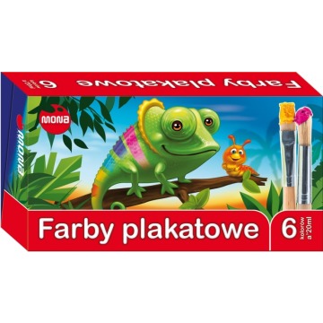Farby plakatowe 6 kolorów 20ml mona