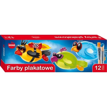 Farby plakatowe 12 kolorów 20ml mona