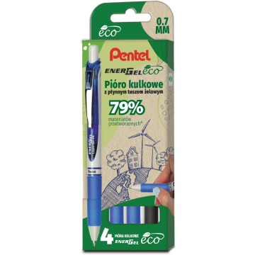 Pióro kulkowe energel BL77 eco 4 sztuki nieb czarny