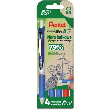 Pióro kulkowe energel BL77 eco 4 sztuki  nieb czerwony