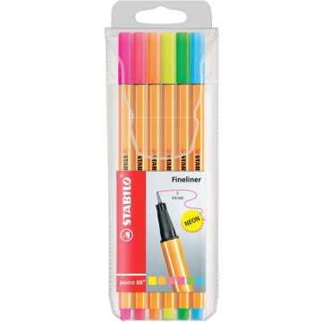Cienkopis stabilo point 88 6 sztuk neon