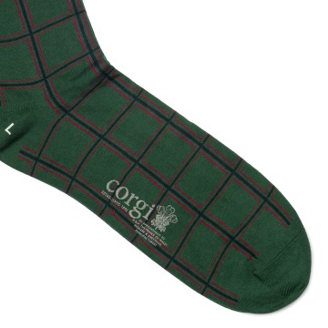 Skarpetki Corgi zielone w kratę z czerwonymi kwadratami L (43-44)