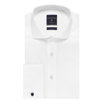 Elegancka biała koszula męska taliowana (SLIM FIT), mankiety na spinki 40