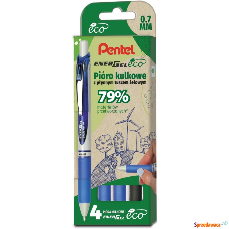 Pióro kulkowe energel BL77 eco 4 sztuki nieb czarny - Pióra - Zamość