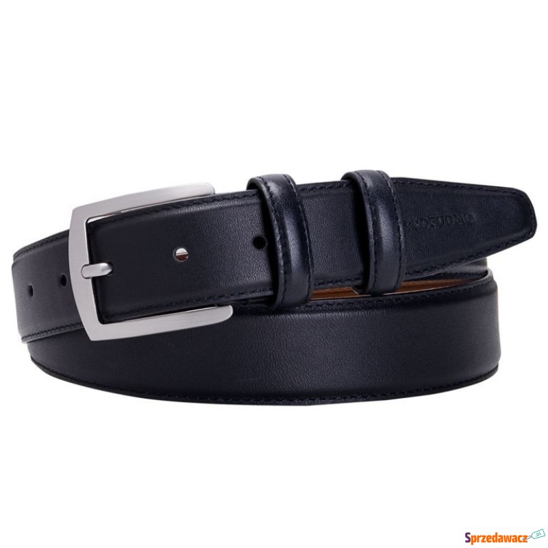 Elegancki czarny pasek skórzany męski 3,5cm 105 - Paski do spodni - Koszalin