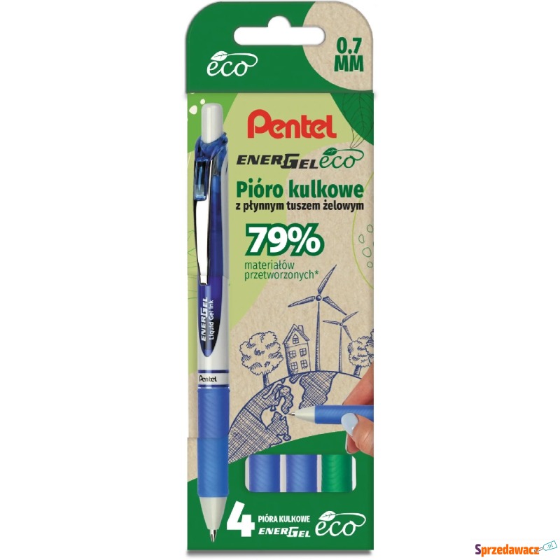 Pióro kulkowe energel BL77  eco 4 sztuki nieb... - Pióra - Zgorzelec