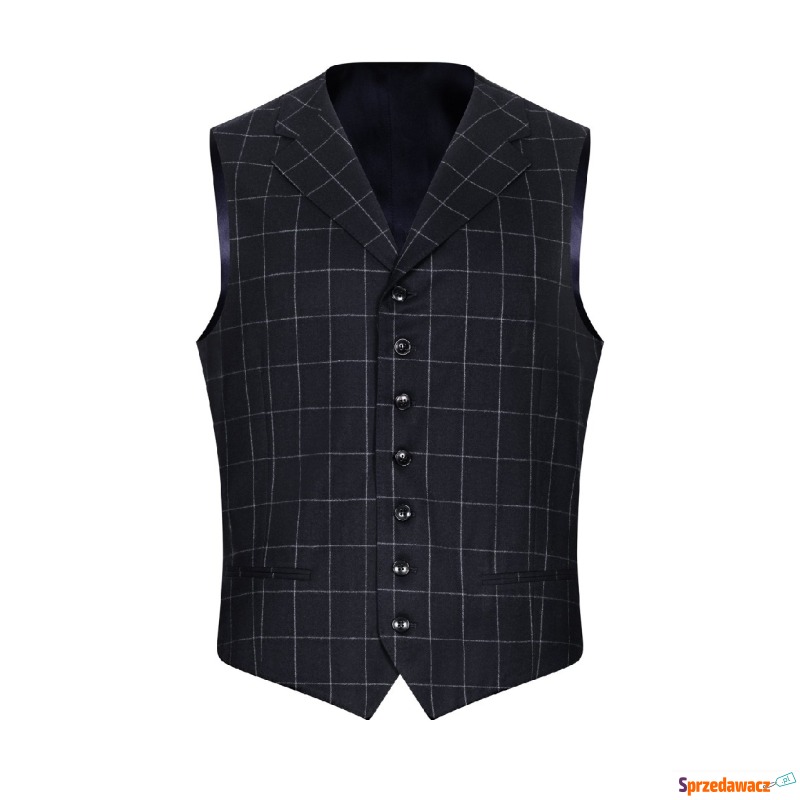 Granatowa kamizelka w kratę Windowpane LONDYN... - Swetry męskie - Opole