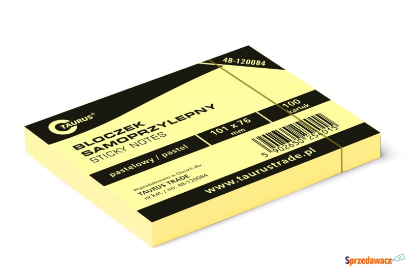Bloczek notes samoprzylepny 101x76mm 100k żołty... - Karteczki i kostki - Łódź