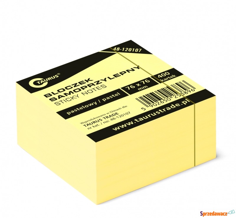 Bloczek notes samoprzylepny 75x75mm 400k żółty... - Karteczki i kostki - Bielsko-Biała