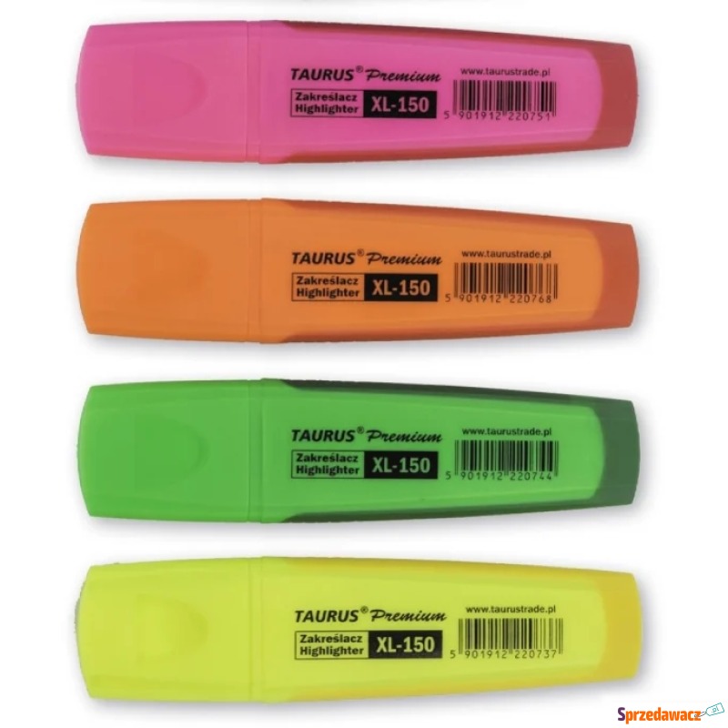 Komplet zakreślacz fluo taurus premium grip 4... - Cienkopisy i zakreślacze - Warszawa