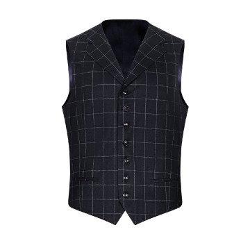 Granatowa kamizelka w kratę Windowpane LONDYN 46