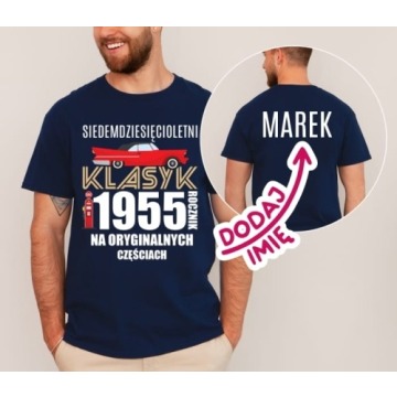 męska GRANATOWA koszulka na 70 urodziny z imieniem
