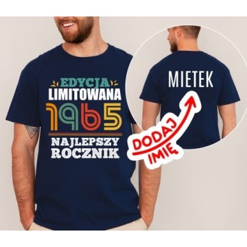 męska GRANATOWA koszulka na 60 urodziny z imieniem