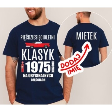 męska GRANATOWA koszulka na 50 urodziny z imieniem