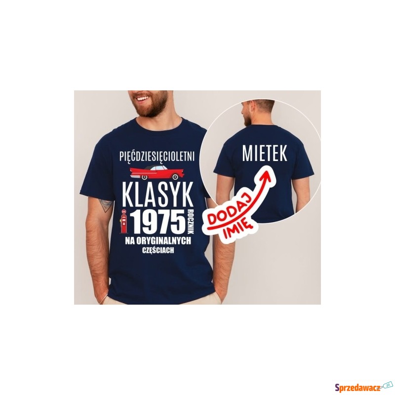 męska GRANATOWA koszulka na 50 urodziny z imieniem - Koszulki męskie - Białystok