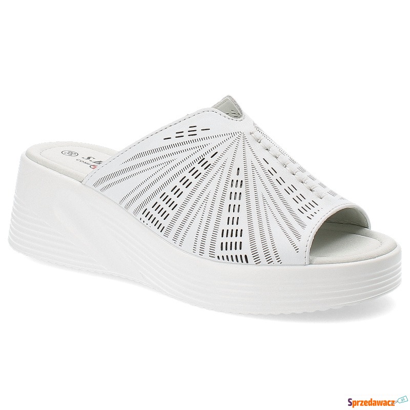 Białe Klapki S.Barski Stylowe Buty...