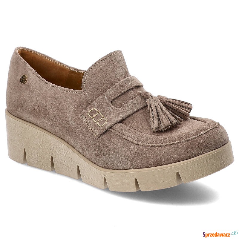 Beżowe Półbuty Maciejka Skórza...