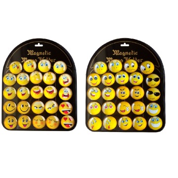 Magnesy buźka emotikony 4 cm 24 sztuk z tablicą