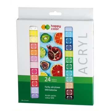 Farby akrylowe 24 kolory Happy Color 12 ml