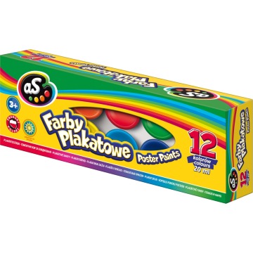 Farby plakatowe Astra AS 12 kolorów 20ml
