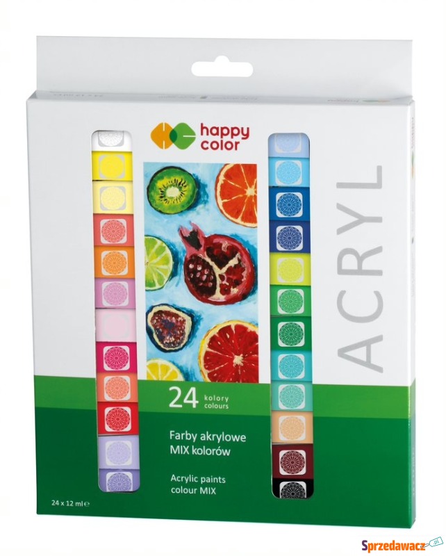 Farby akrylowe 24 kolory Happy Color 12 ml - Farby - Głogów