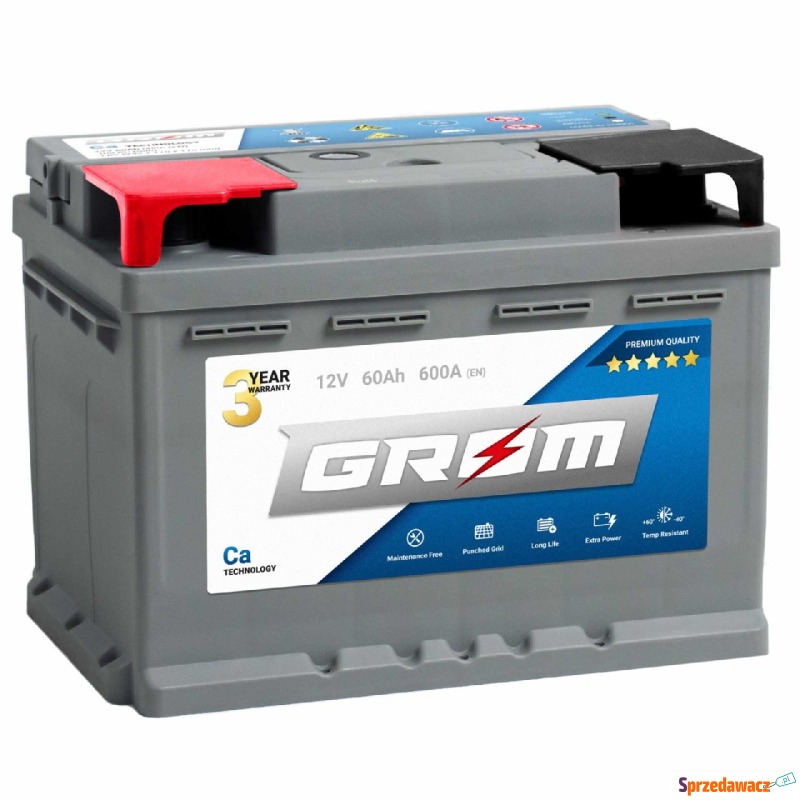 Akumulator 60Ah 600A Grom Premium EN Lewy Plus - Akumulatory - Białystok