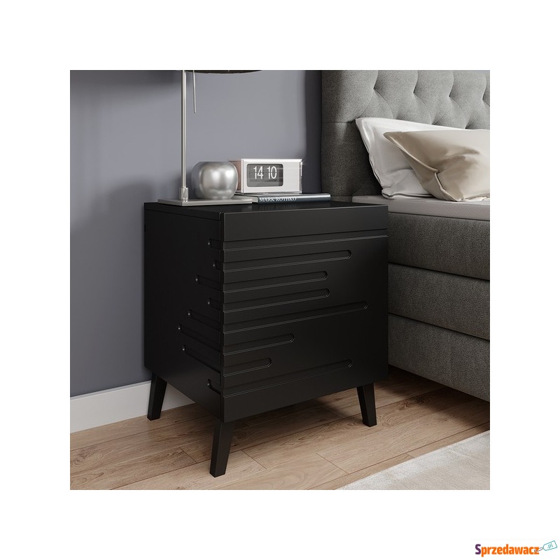 Komplet szafek nocnych czarny mat 44 cm Ikon - Stoliki nocne - Toruń