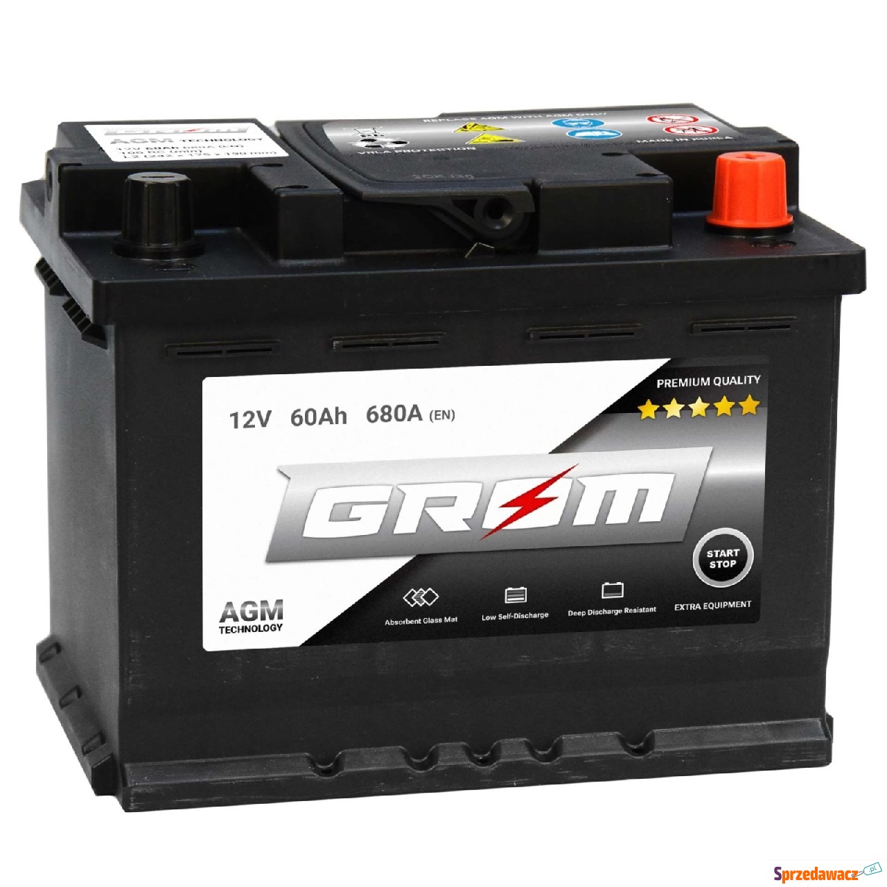 Akumulator 60Ah 680A Grom AGM Prawy...
