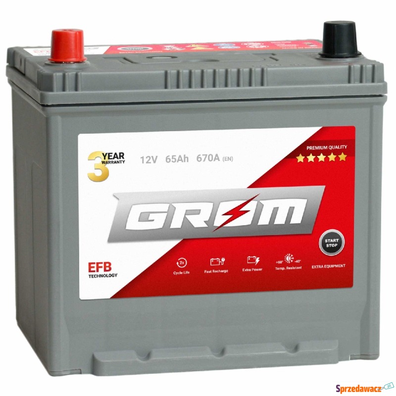 Akumulator 65Ah 670A Grom EFB Japan Lewy Plus - Akumulatory - Białystok