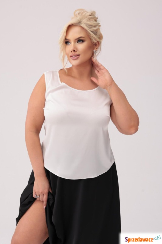 Elegancki satynowy top Sophia w kolorze ecru PLUS... - Bluzki i koszule damskie - Domaszowice