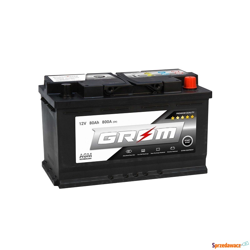 Akumulator 80Ah 800A Grom AGM. Darmowa wymiana - Akumulatory - Rzeszów