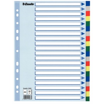 Przekładka Esselte A4 20 karton PP kolor 15263
