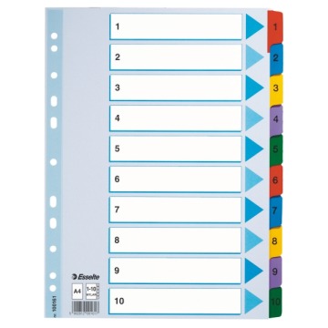 Przekładki do segregatorów Esselte numeryczne A4 1-10 mylar 100161