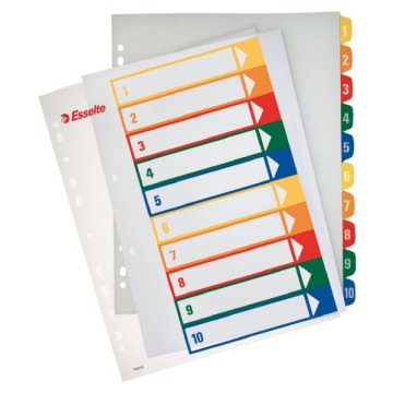Przekładki do segregatorów Esselte numeryczne A4 1-10 maxi plastikowe 100213