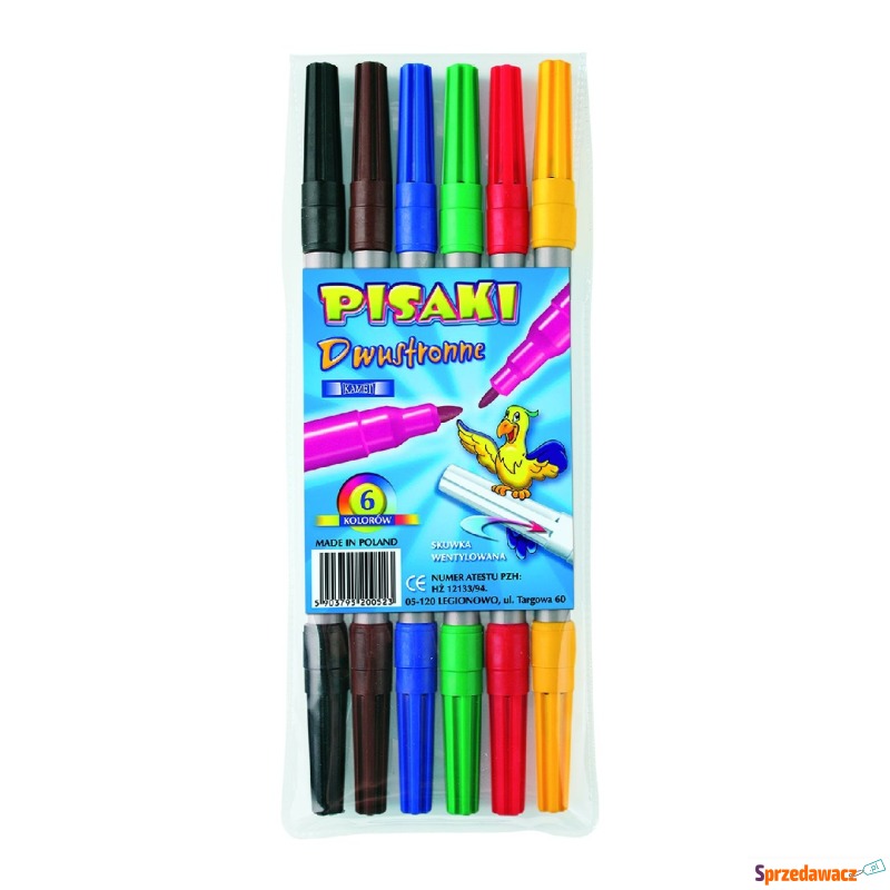 Flamastry 6 kolorów dwustronne Kamet - Artykuły papiernicze... - Katowice