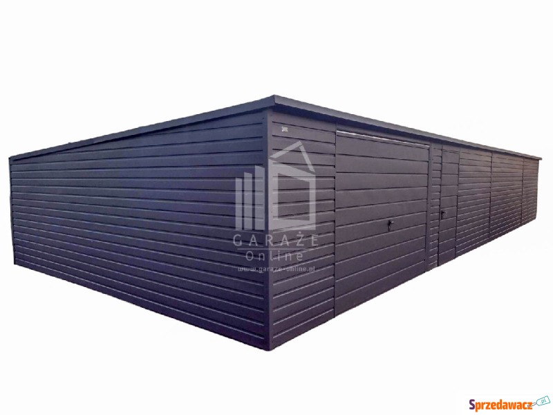 Garaż blaszany 15m x 6m - spad tył -  Brama u... - Garaże i wiaty - Koszalin
