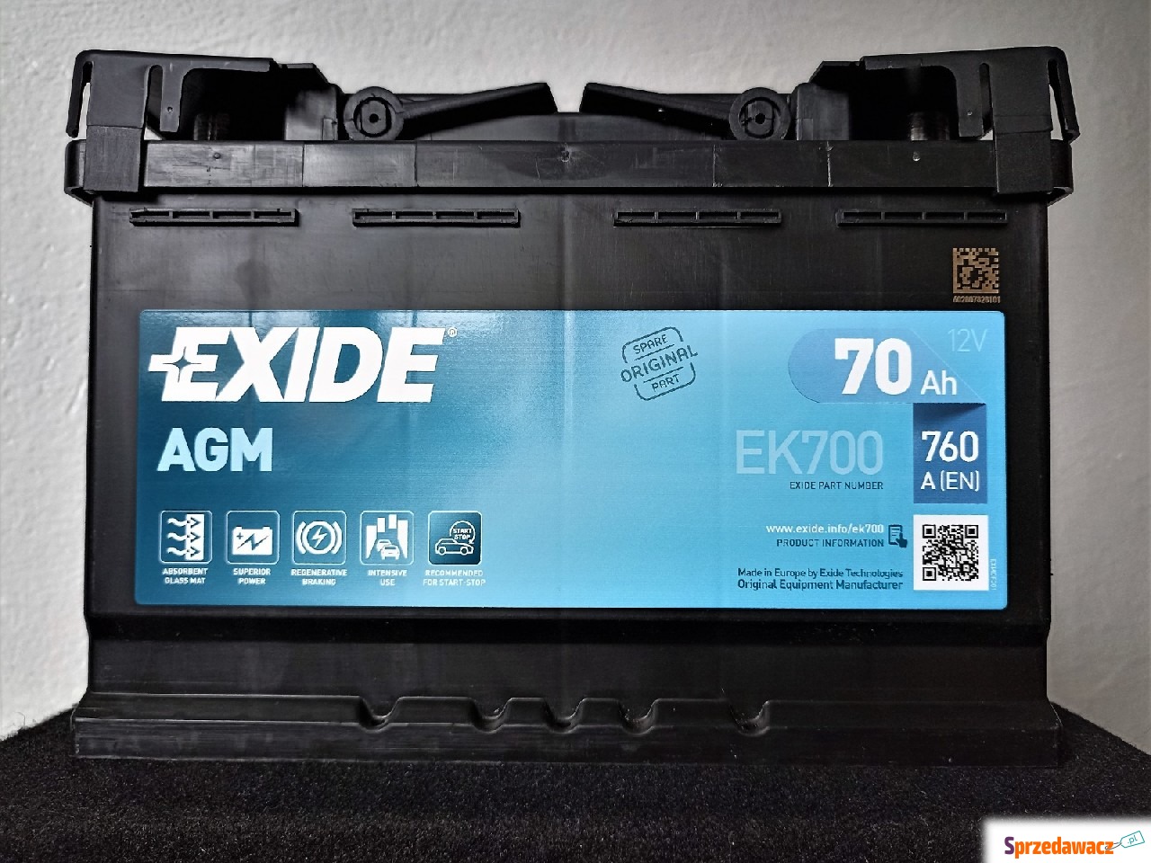 Akumulator AGM 12V 70Ah 760A Exide