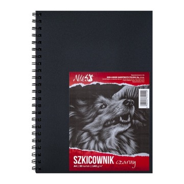 KIN SZKICOWNIK NA SPIRALI A4 140 G. 30 ARK. CZARNY