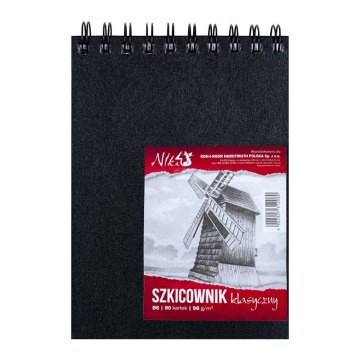 KIN SZKICOWNIK NA SPIRALI PO KRÓTKIM BOKU B6 98 G. 80 ARK.